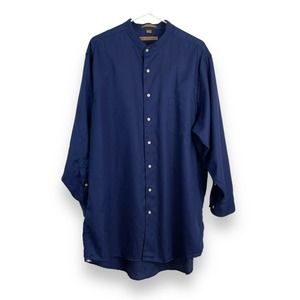 Milano Uomo Dress Shirt Mandarin Collar Long Sleeve Button Up Mens 17.5